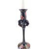 Set of 2 Hand Blown Glass Candle Holder, Hand Painted Pink Flowers Item No G052 - Image 3