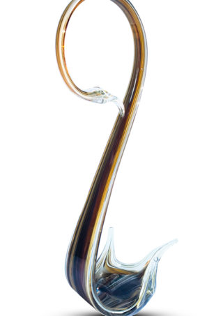 Caramel and White Hand Blown Glass Swan Candle Holder, Dish, Vase Item No. GB709