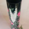 Black Hand Blown Cylinder Glass Vase, Hand-Painted Pink Gardenia Flowers Design. Item No. CV101 - Image 5