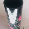 Black Hand Blown Cylinder Glass Vase, Hand-Painted Pink Gardenia Flowers Design. Item No. CV101 - Image 2
