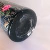 Black Hand Blown Cylinder Glass Vase, Hand-Painted Pink Gardenia Flowers Design. Item No. CV101 - Image 3