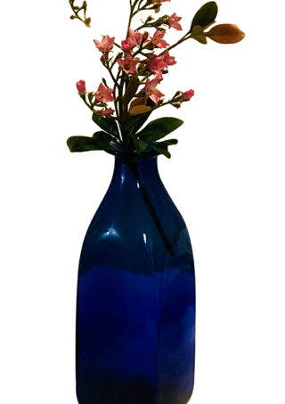 Square Base Cobalt Blue Hand Blown Glass Vase