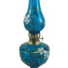 Hand Blown Glass and Hand Painted Blue Jade Oil Lamp, Item No. OL101