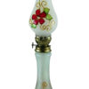 Hand Blown Glass and Hand Brush Painted Red Flowers Opaque Finish  Oil Lamp, Item No. OL102