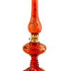Hand Blown Glass Red  Oil Lamp, Hand Brush Painted Item No OL107