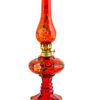 Hand Blown Glass Red  Oil Lamp, Hand Brush Painted Item No OL107 - Image 3