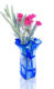 Crackle Royal Blue and Clear Hand Blown Glass Vase, Item No.RV015