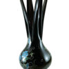 Black Hand Blown Glass Vase,Hand Painted Turquoise Blue Flowers, Item No V168 - Image 3