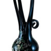 Black Hand Blown Glass Vase,Hand Painted White Flowers, Item No V169