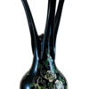 Black Hand Blown Glass Vase,Hand Painted White Flowers, Item No V169 - Image 4