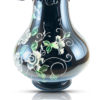 Black Hand Blown Glass Vase,Hand Painted White Flowers, Item No V169 - Image 2