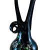 Black Hand Blown Glass Vase,Hand Painted White Flowers, Item No V169 - Image 3