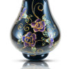 Black Hand Blown Glass Vase,Hand Painted Purple Flowers, Item No. V171 - Image 2