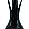 Black Hand Blown Glass Vase,Hand Painted Purple Flowers, Item No. V171 - Image 3