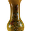 Hand Blown Glass Caramel Color Vase,Hand Painted White & Red Flowers, Item No. V170