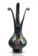 Black Hand Blown Glass Vase, Hand-Painted Grape Design. Item No.V182