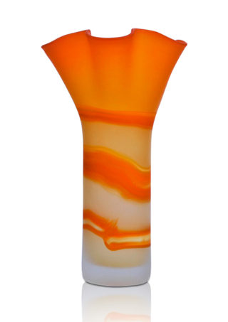 Fall Décor Opaque Tangerine Hand Blown Glass Vase, Item No.V186